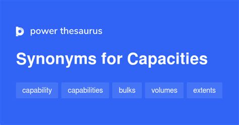 thesaurus capacity|CAPACITIES Synonyms: 118 Similar and Opposite Words.